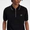Herren-Poloshirt aus Crêpe-Piqué mit Reißverschluss
