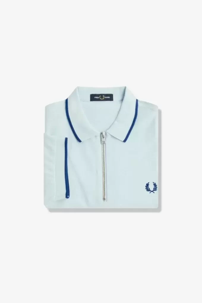 Herren-Poloshirt aus Crêpe-Piqué mit Reißverschluss