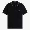 Herren-Poloshirt aus Crêpe-Piqué mit Reißverschluss