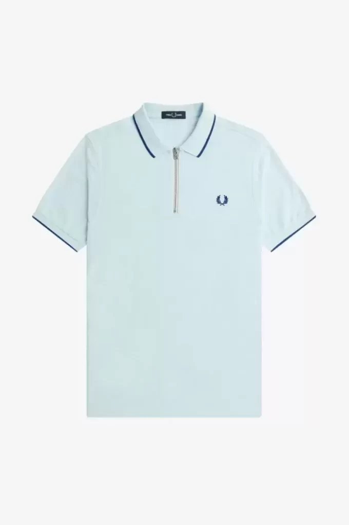 Herren-Poloshirt aus Crêpe-Piqué mit Reißverschluss