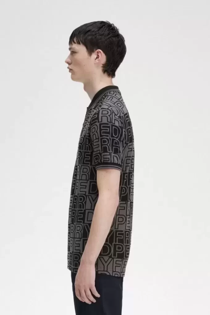 Herren-Poloshirt mit Blockgrafik