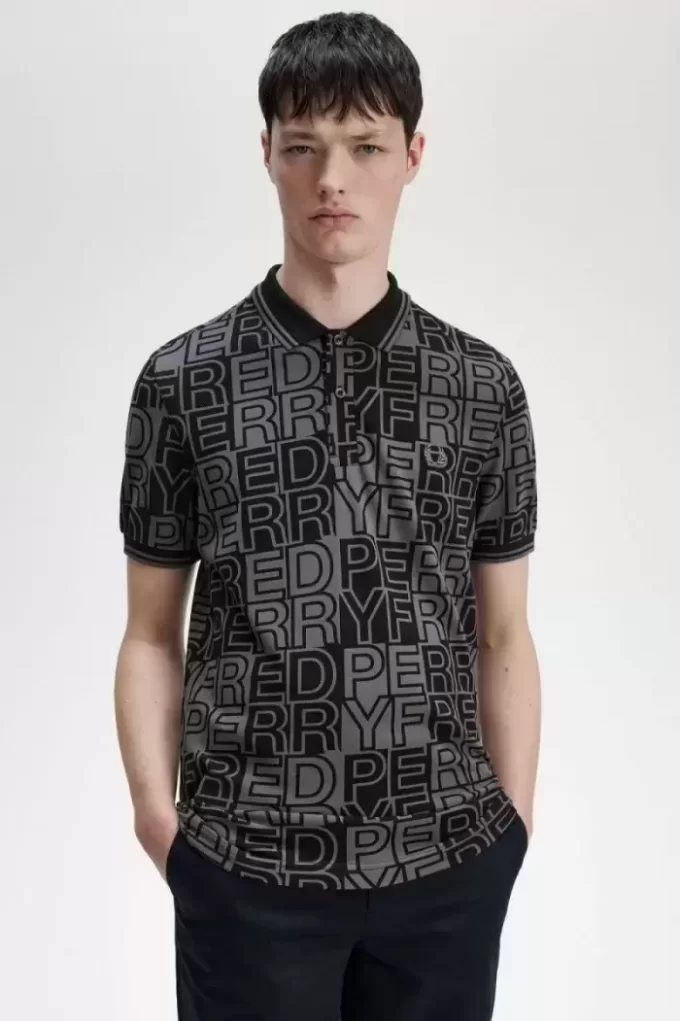 Herren-Poloshirt mit Blockgrafik