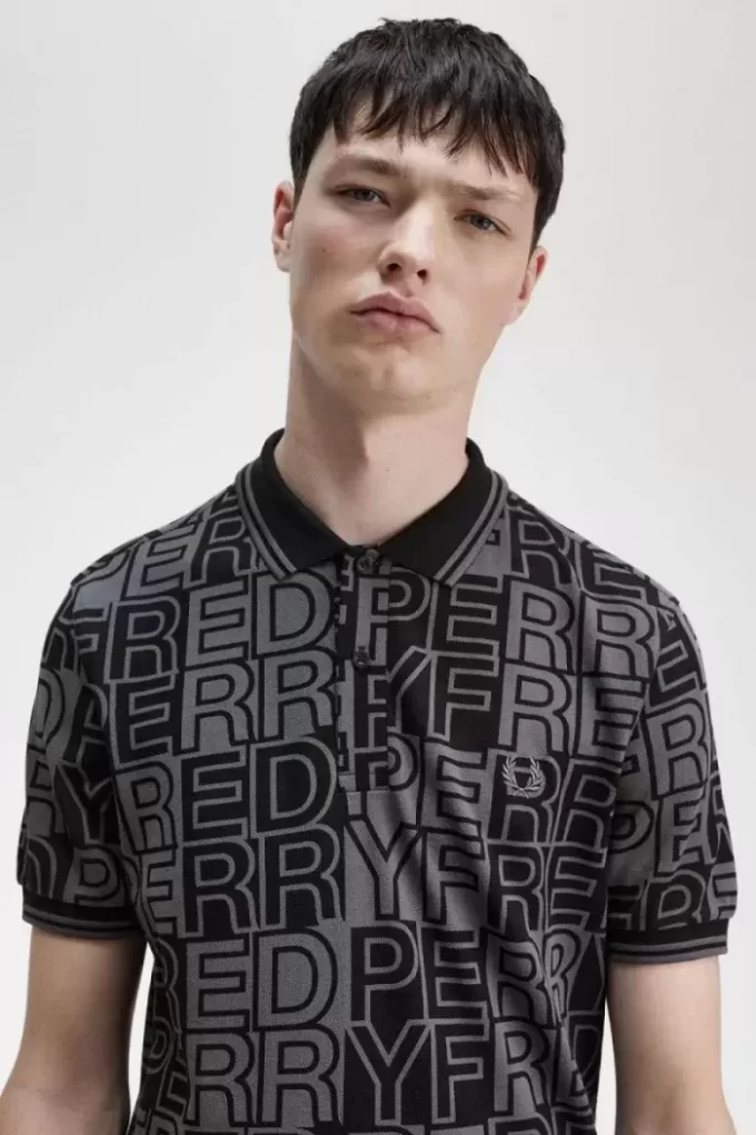 Herren-Poloshirt mit Blockgrafik