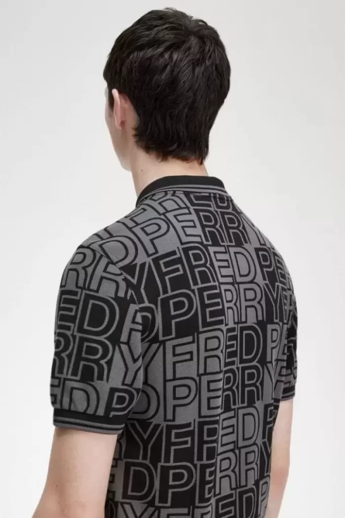 Herren-Poloshirt mit Blockgrafik