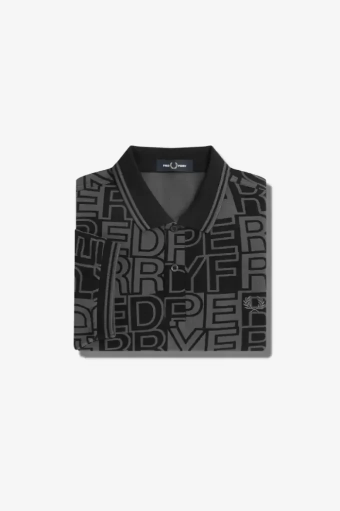 Herren-Poloshirt mit Blockgrafik