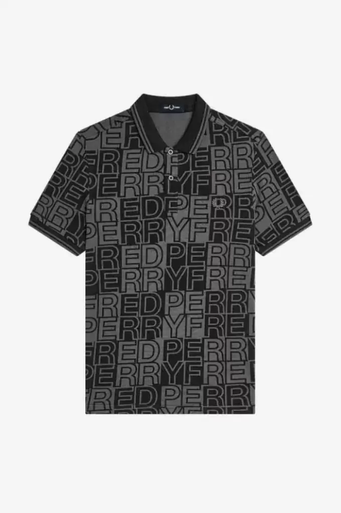 Herren-Poloshirt mit Blockgrafik