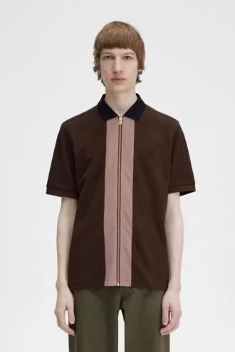Herren-Poloshirt mit durchgehendem Reißverschluss