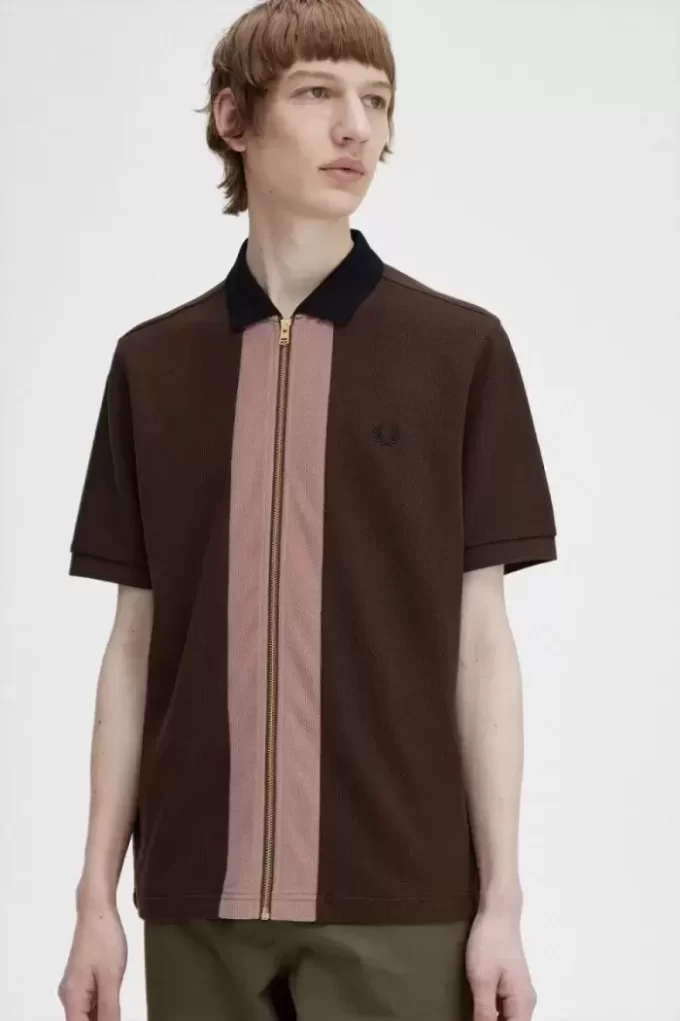 Herren-Poloshirt mit durchgehendem Reißverschluss