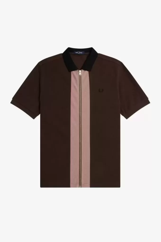 Herren-Poloshirt mit durchgehendem Reißverschluss