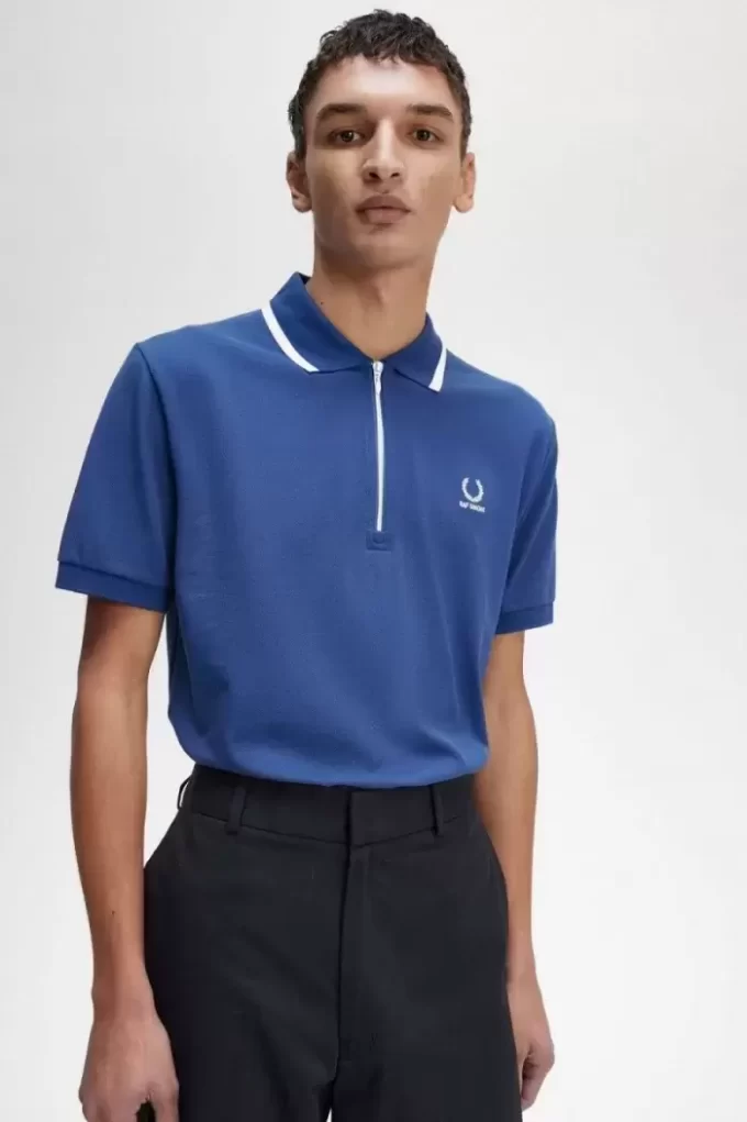 Herren-Poloshirt mit halbem Reißverschluss