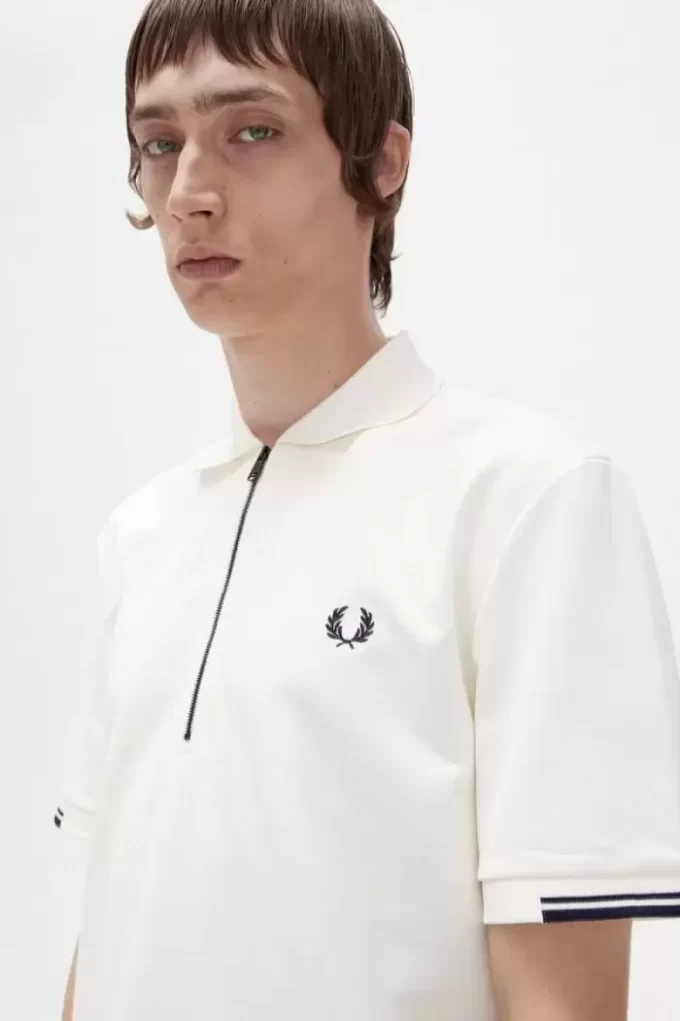 Herren-Poloshirt mit halbem Reißverschluss