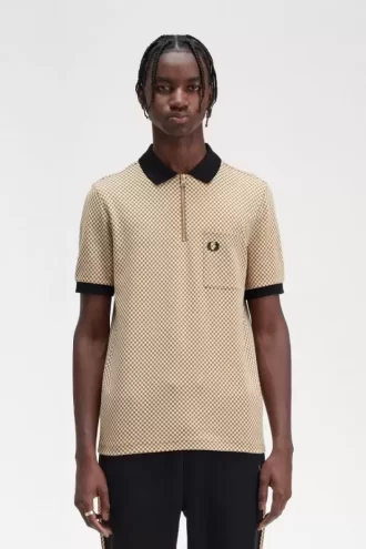 Herren-Poloshirt mit Mikro-Schachbrettmuster