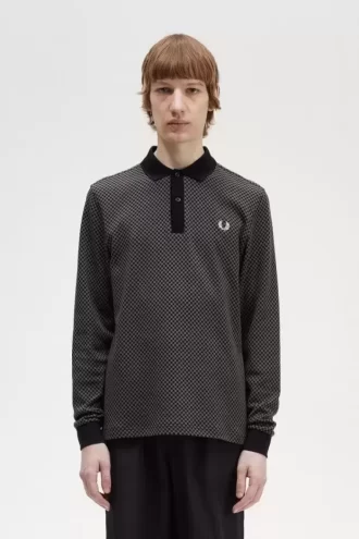 Herren-Poloshirt mit Mikro-Schachbrettmuster