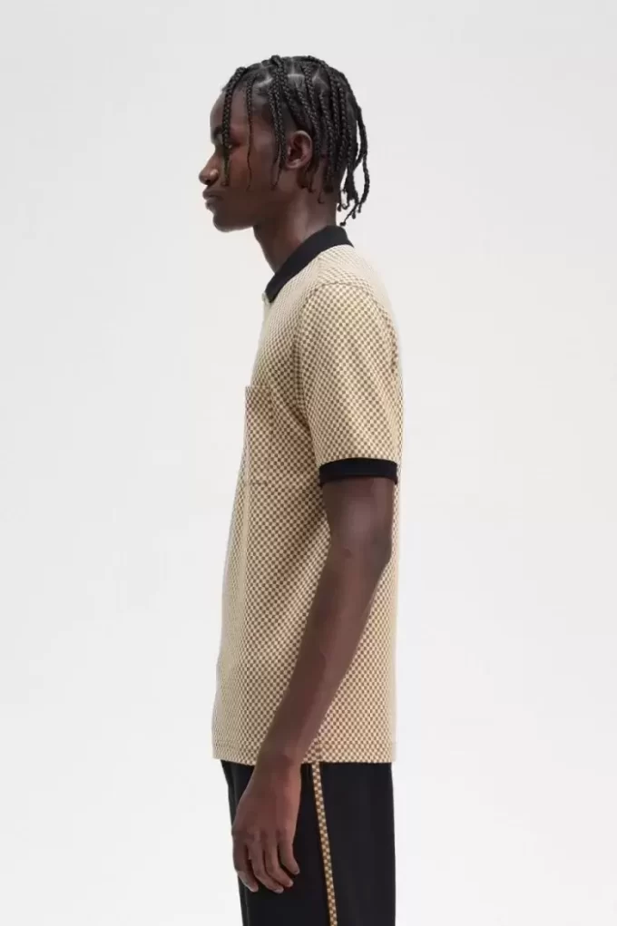Herren-Poloshirt mit Mikro-Schachbrettmuster