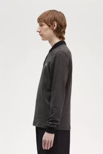 Herren-Poloshirt mit Mikro-Schachbrettmuster