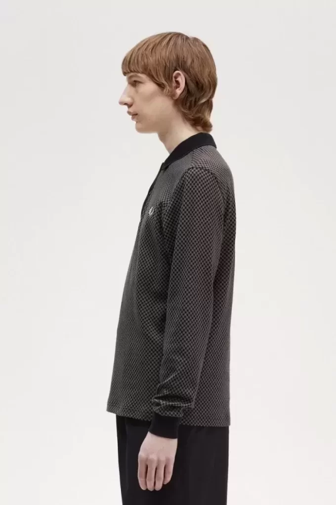 Herren-Poloshirt mit Mikro-Schachbrettmuster
