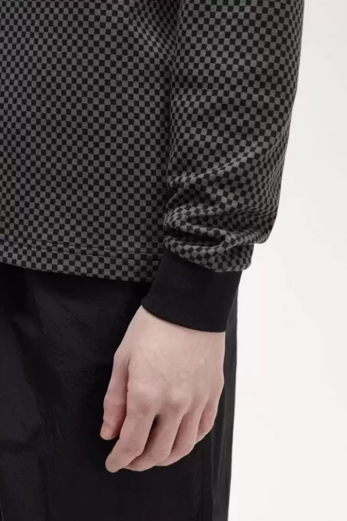 Herren-Poloshirt mit Mikro-Schachbrettmuster