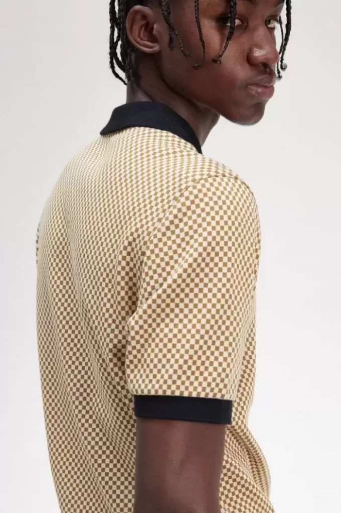 Herren-Poloshirt mit Mikro-Schachbrettmuster