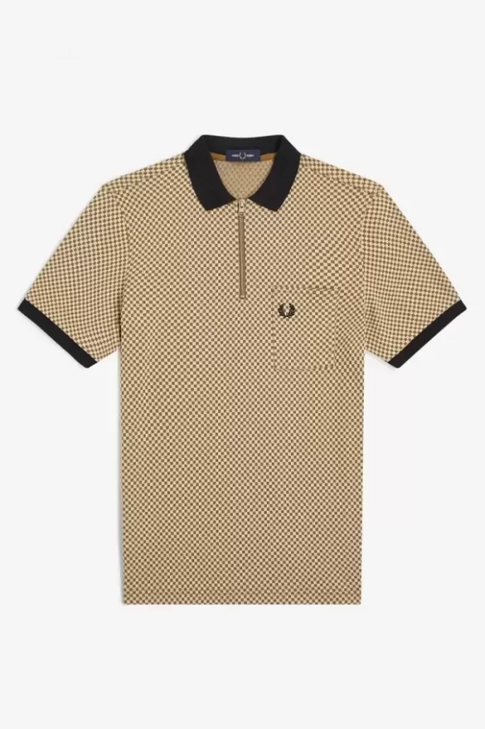 Herren-Poloshirt mit Mikro-Schachbrettmuster
