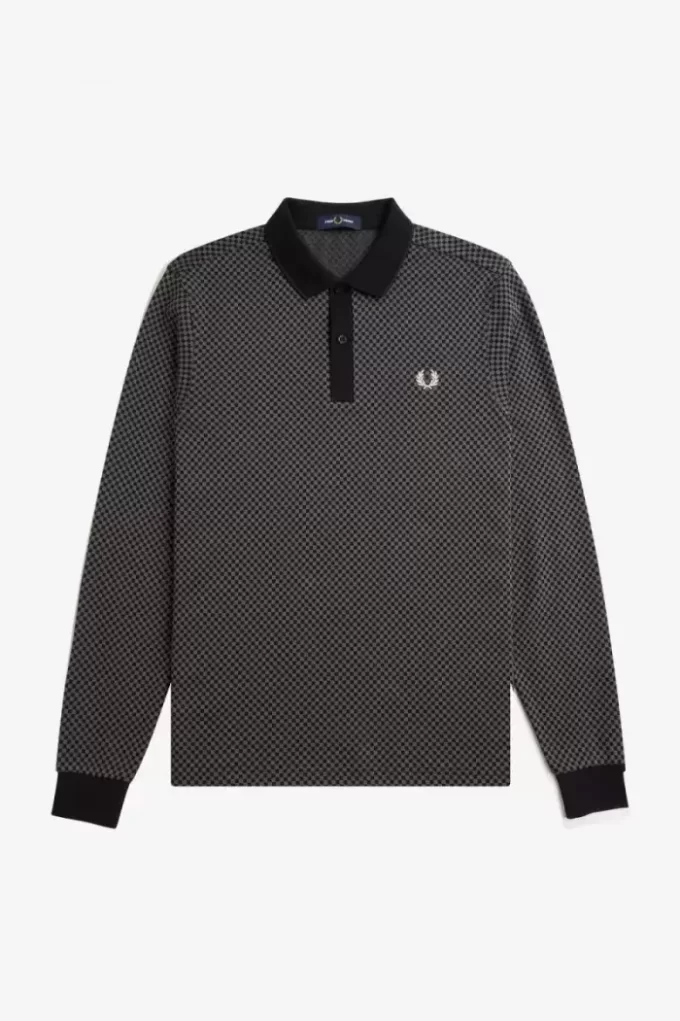 Herren-Poloshirt mit Mikro-Schachbrettmuster