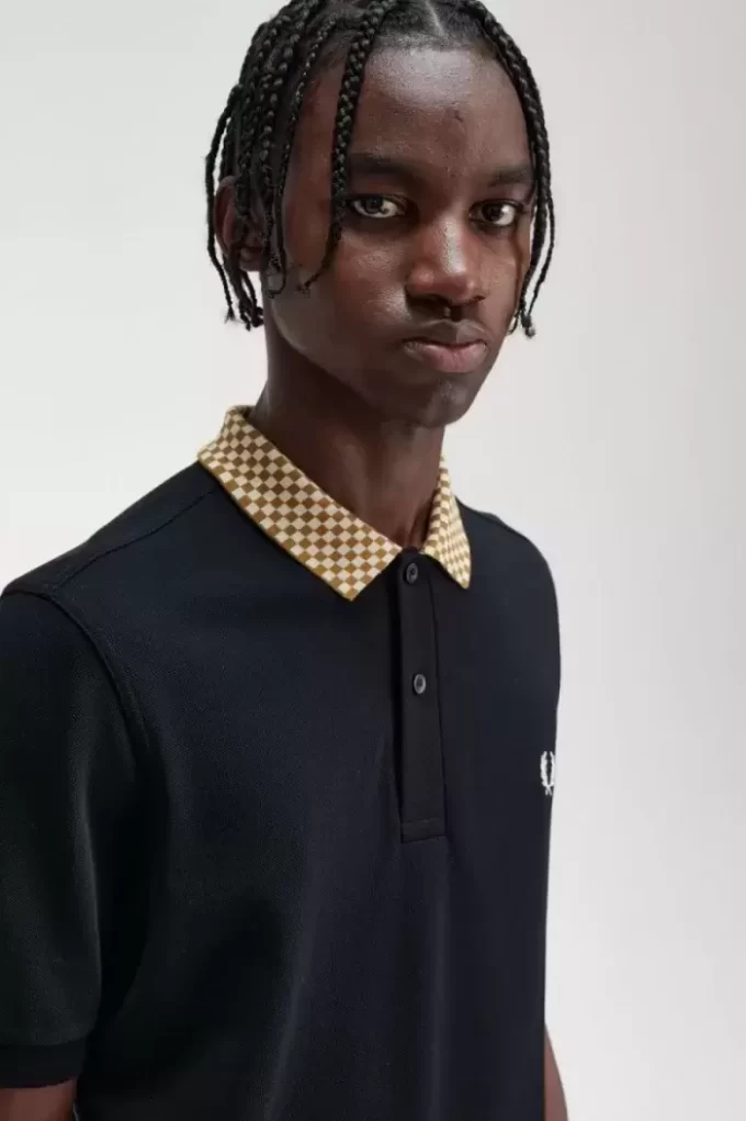 Herren-Poloshirt mit Schachbrettkragen