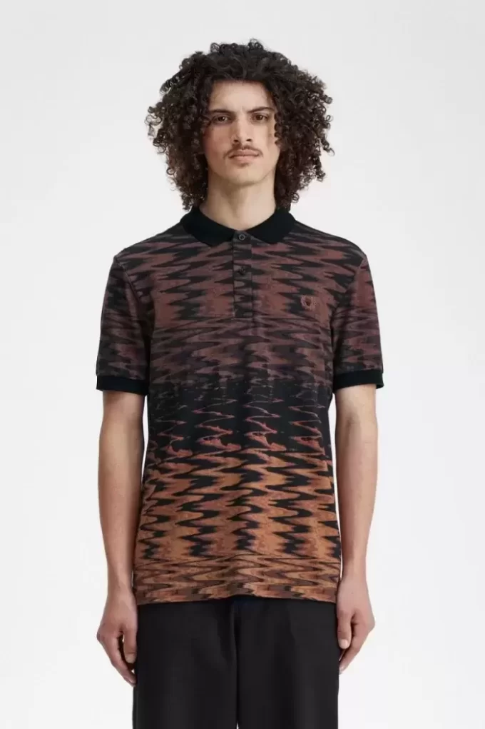 Herren-Poloshirt mit Wellengrafik