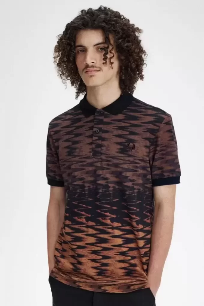 Herren-Poloshirt mit Wellengrafik