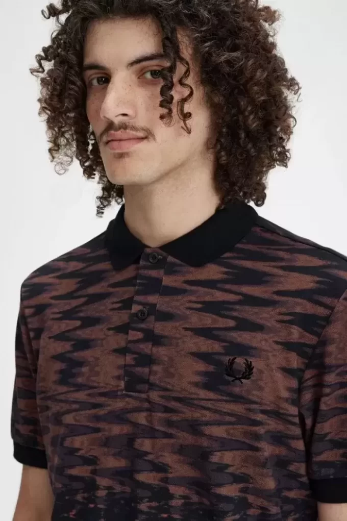 Herren-Poloshirt mit Wellengrafik