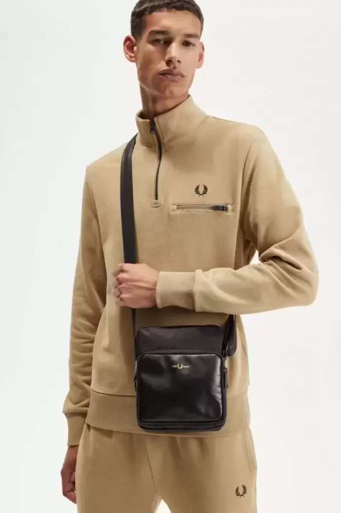 Herren-Seitentaschen aus Nylon-Twill-Leder