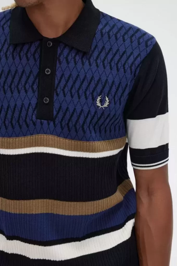 Herren-Strickhemd mit Argyle-Panel