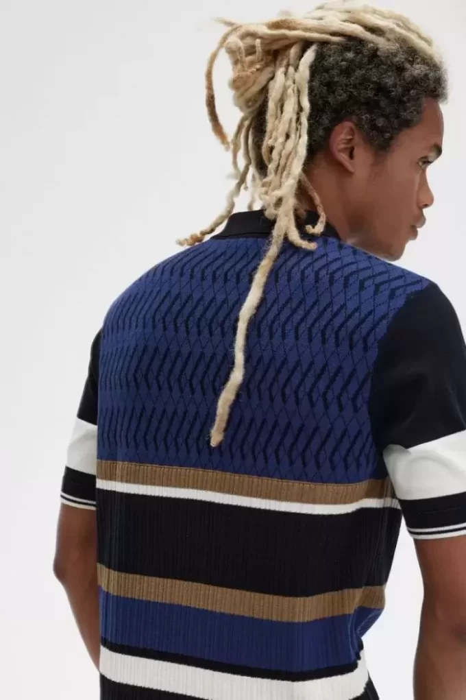 Herren-Strickhemd mit Argyle-Panel