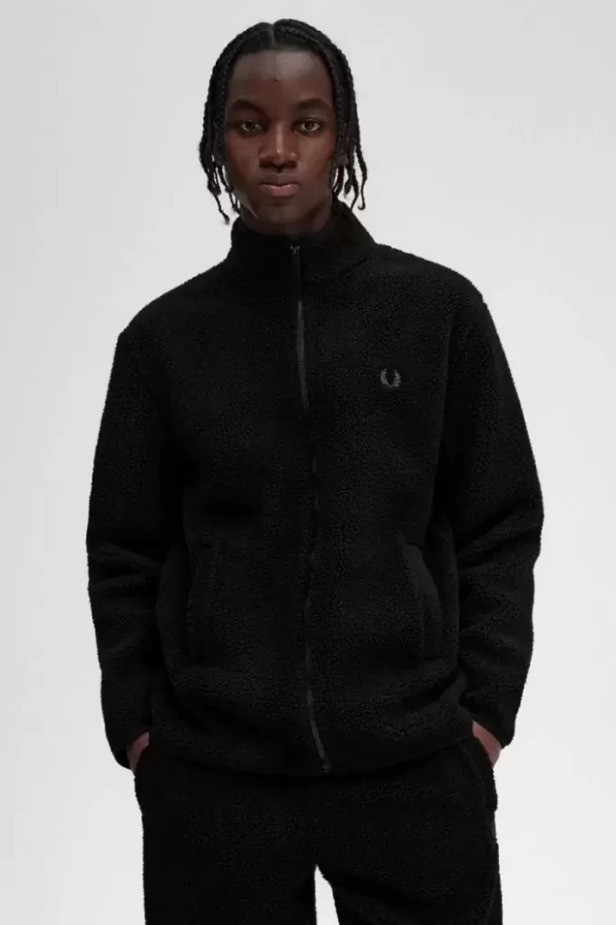 Herren-Sweatshirts aus Borg-Fleece mit durchgehendem Reißverschluss