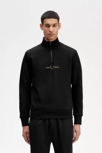 Herren-Sweatshirts mit doppelter Grafik und halbem Reißverschluss