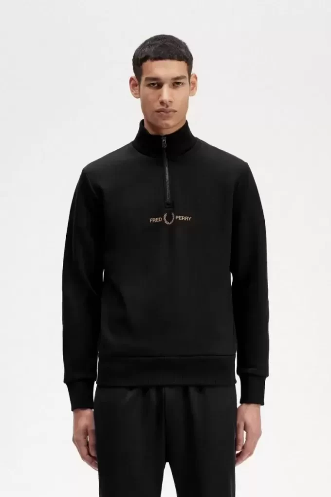 Herren-Sweatshirts mit doppelter Grafik und halbem Reißverschluss