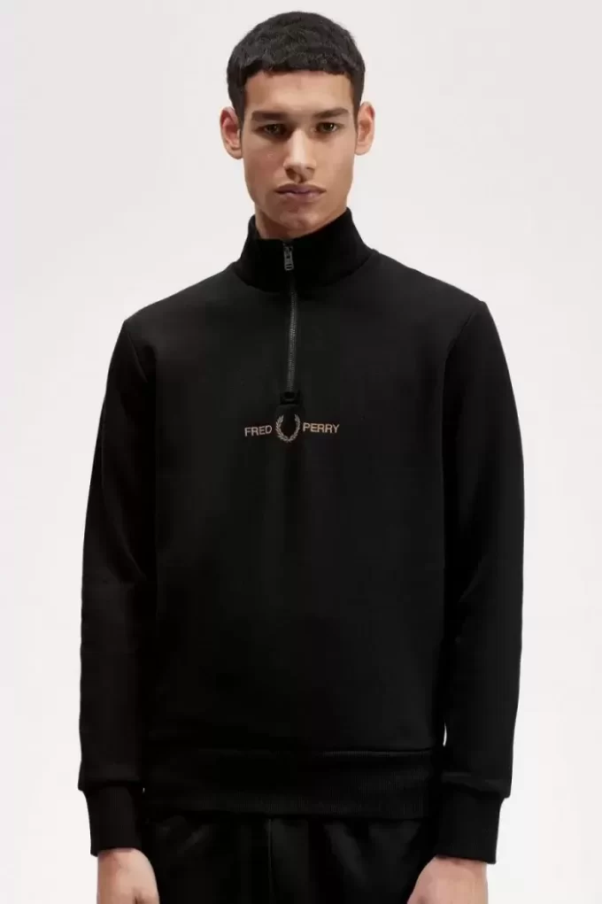 Herren-Sweatshirts mit doppelter Grafik und halbem Reißverschluss