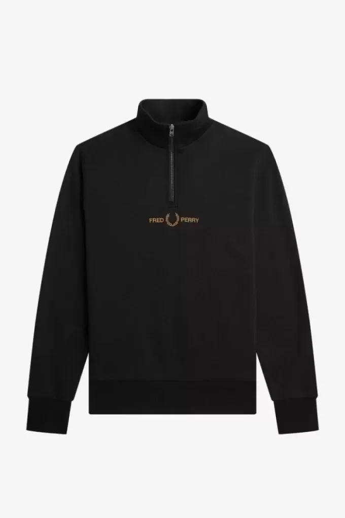 Herren-Sweatshirts mit doppelter Grafik und halbem Reißverschluss