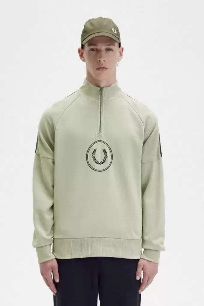Herren-Sweatshirts mit halbem Reißverschluss und Kreis-Branding