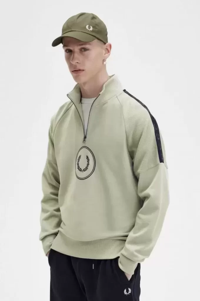 Herren-Sweatshirts mit halbem Reißverschluss und Kreis-Branding