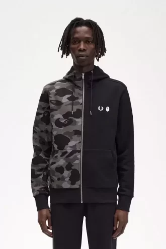 Herren-Sweatshirts mit Kapuze und Reißverschluss in Kontrastfarbe