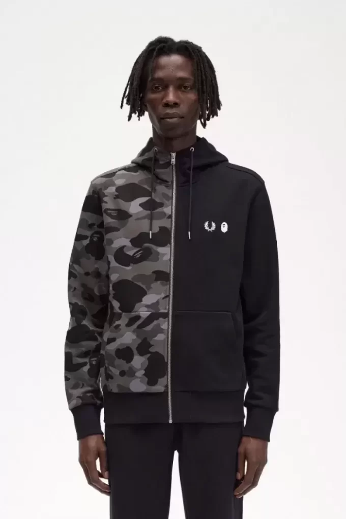 Herren-Sweatshirts mit Kapuze und Reißverschluss in Kontrastfarbe