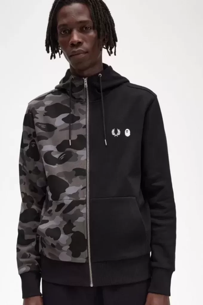 Herren-Sweatshirts mit Kapuze und Reißverschluss in Kontrastfarbe
