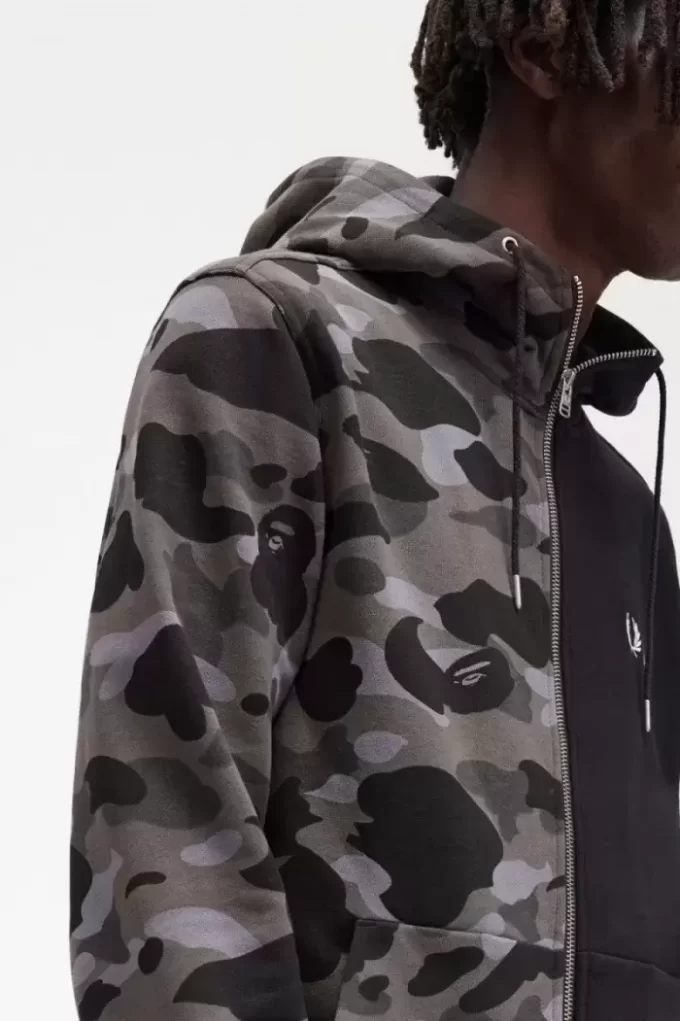 Herren-Sweatshirts mit Kapuze und Reißverschluss in Kontrastfarbe