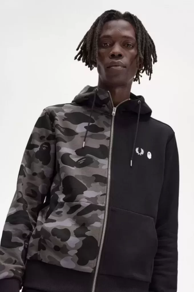 Herren-Sweatshirts mit Kapuze und Reißverschluss in Kontrastfarbe