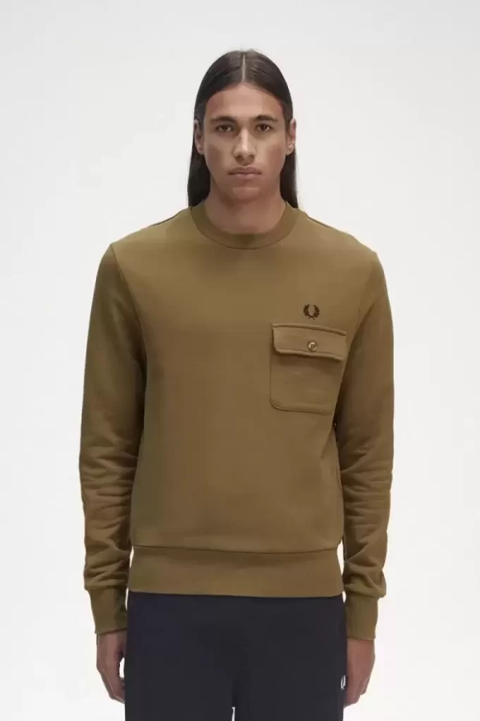 Herren-Sweatshirts mit Rundhalsausschnitt und Taschendetail
