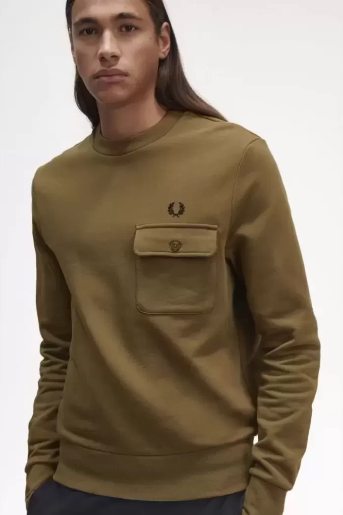 Herren-Sweatshirts mit Rundhalsausschnitt und Taschendetail