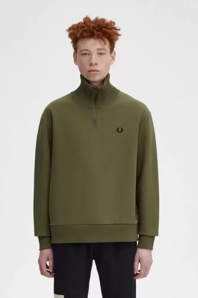 Herren-Sweatshirts mit Strickbesatz und Reißverschluss am Hals