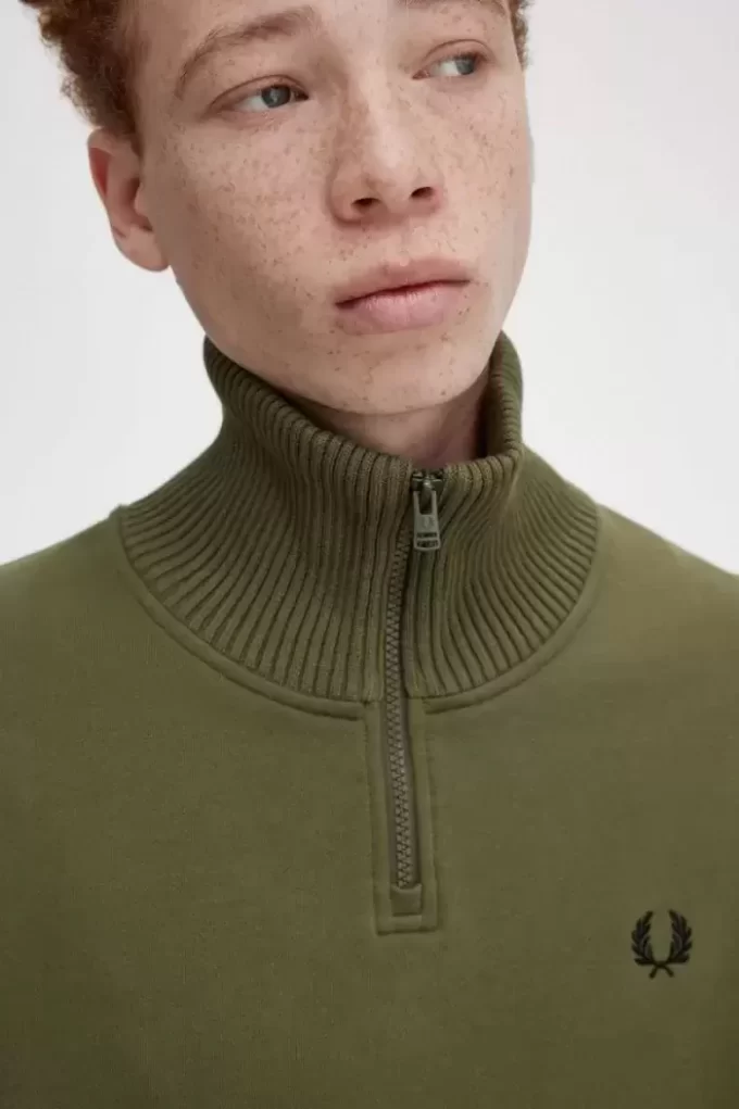 Herren-Sweatshirts mit Strickbesatz und Reißverschluss am Hals