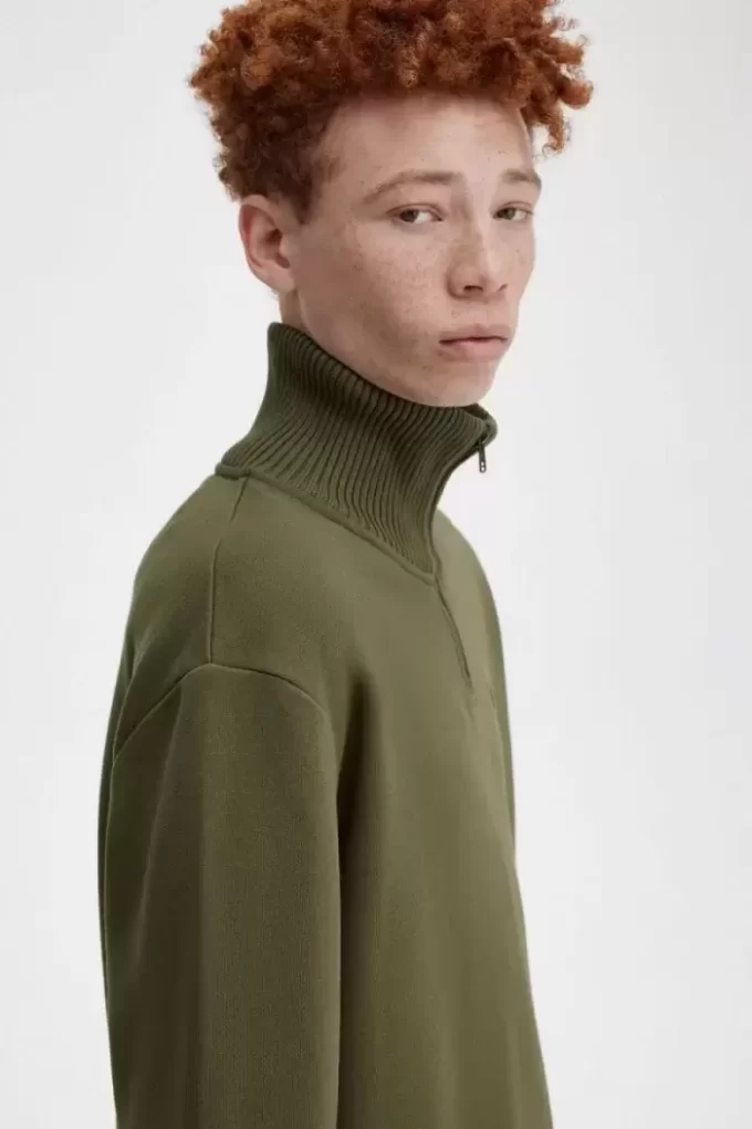 Herren-Sweatshirts mit Strickbesatz und Reißverschluss am Hals