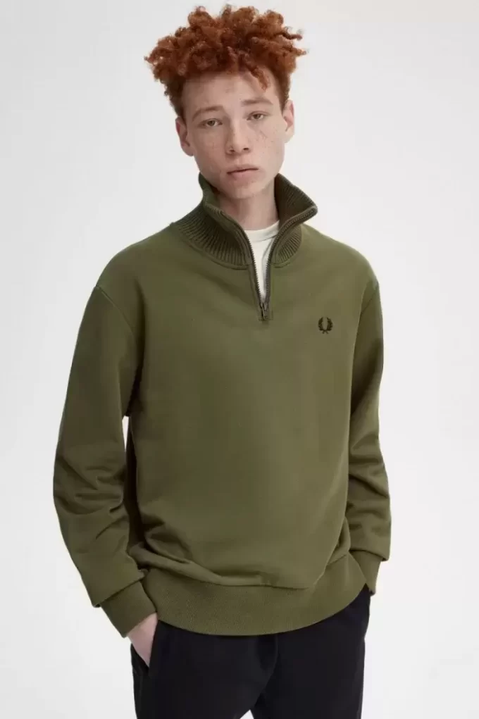Herren-Sweatshirts mit Strickbesatz und Reißverschluss am Hals