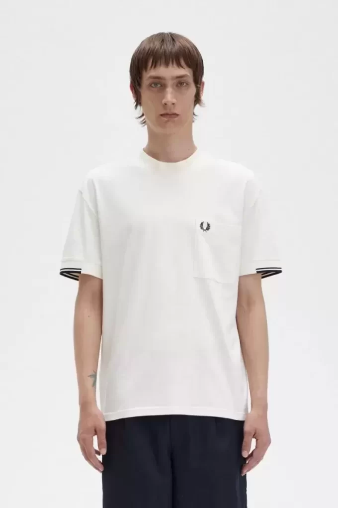 Herren-T-Shirt mit gerippten Ärmeln